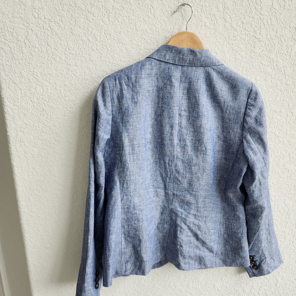 Talbots Chambray Blue Linen 2 Button Lined Blazer… - image 4